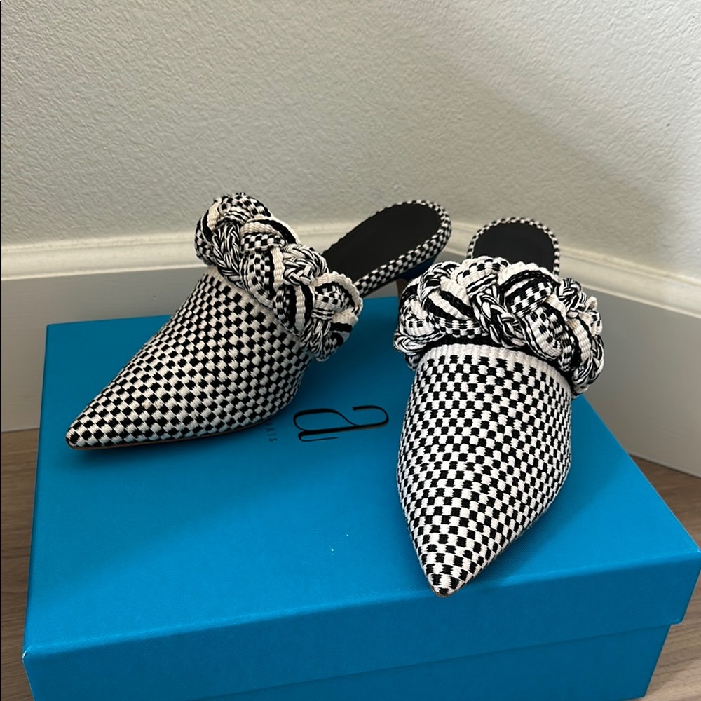 Designer Black and White Women's Mules